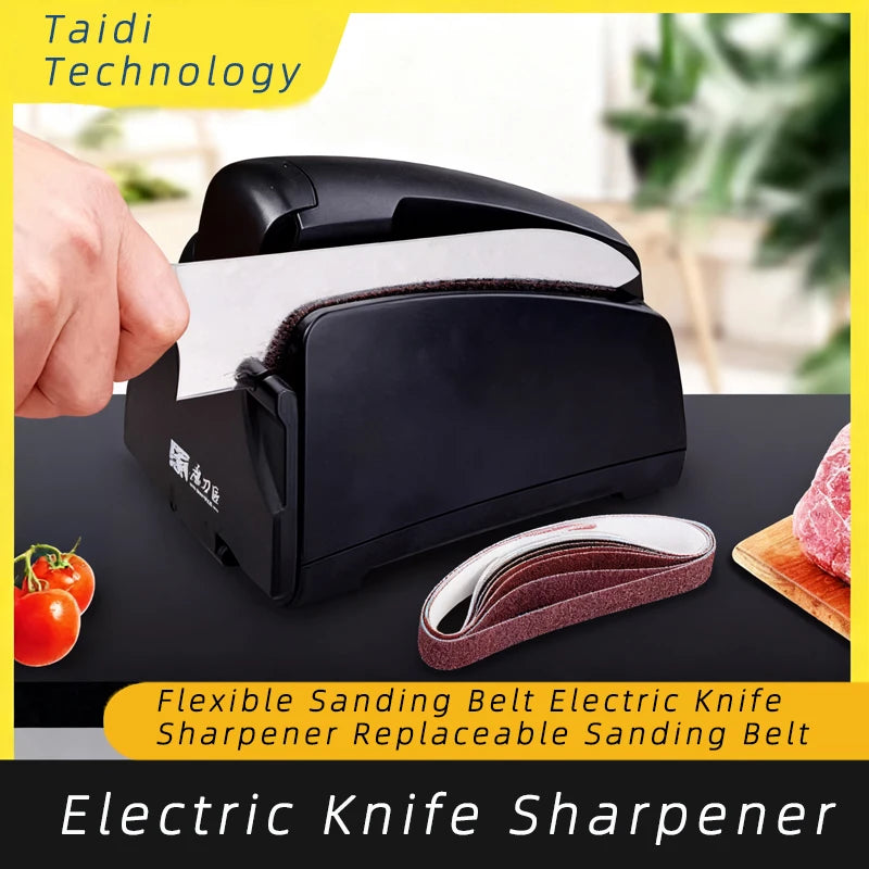 Knife Sharpener Electric, 4-Stage Professional Sharpener with 120-1000# Grit Sanding Belt, Fast & Precise for Kitchen Chef Tools
