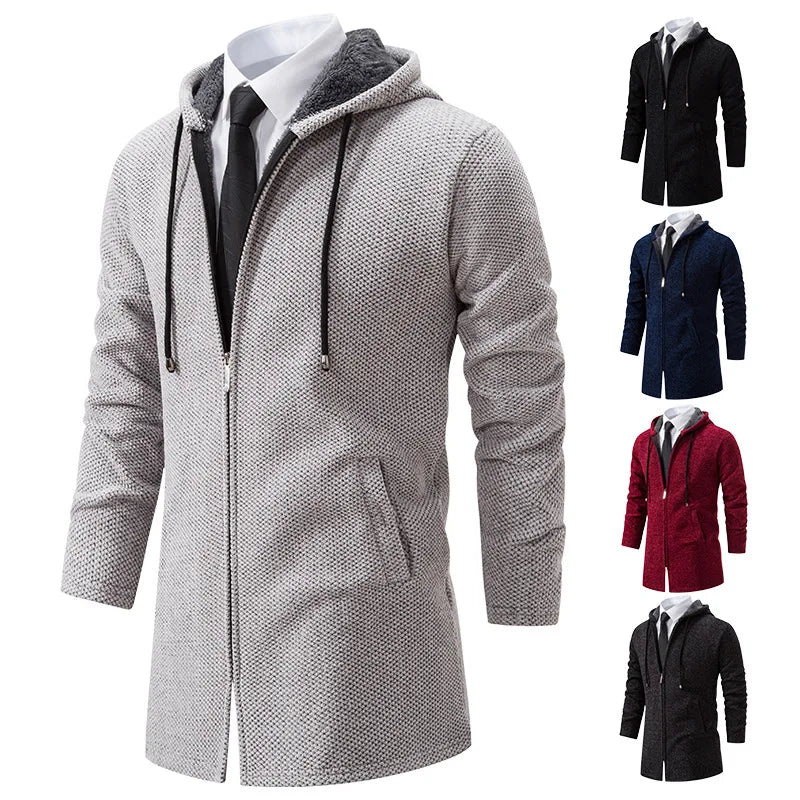 Men's Knitted Cardigan Casual Hooded Coat Slim Fit Autumn and Winter New Sweater Coat Men's Sweater