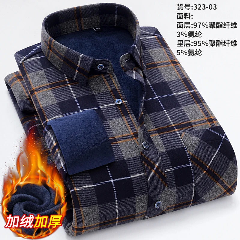 New Men's Autumn Winter Casual Long Sleeve Plaid Shirts Thick Warm Male Casual High Quality Soft Plus Size Business Check Shirts