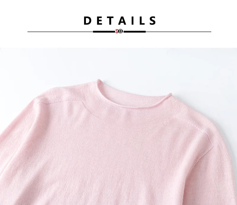 SuyaDream, Women Wool Pullovers, 5%Cashmere 92%Wool, Soft Cozy Sweaters, 2025 Fall Winter Basic Solid Knit Top