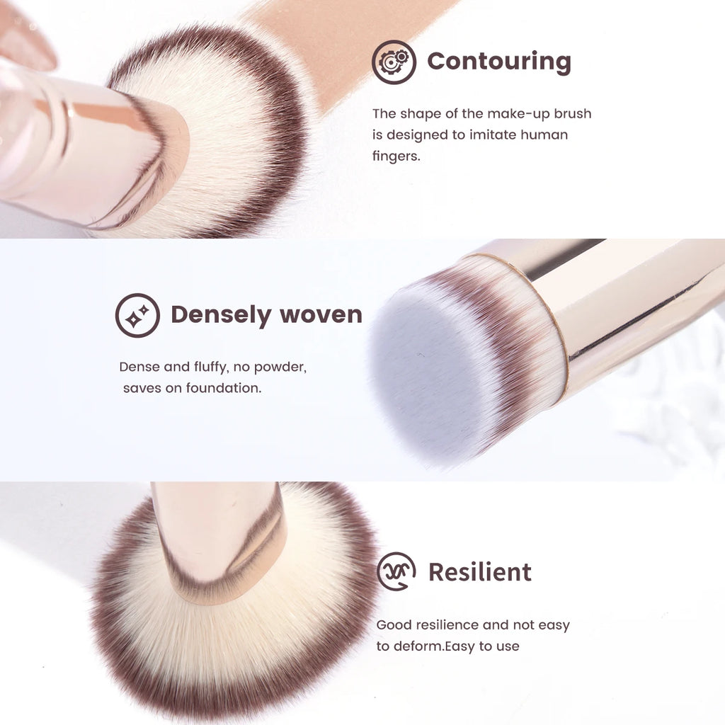 New Double-Ended Makeup Brush, Multi-Functional Foundation Contour Blush Powder Brush, Non-Absorbent High Grade Facial Makeup
