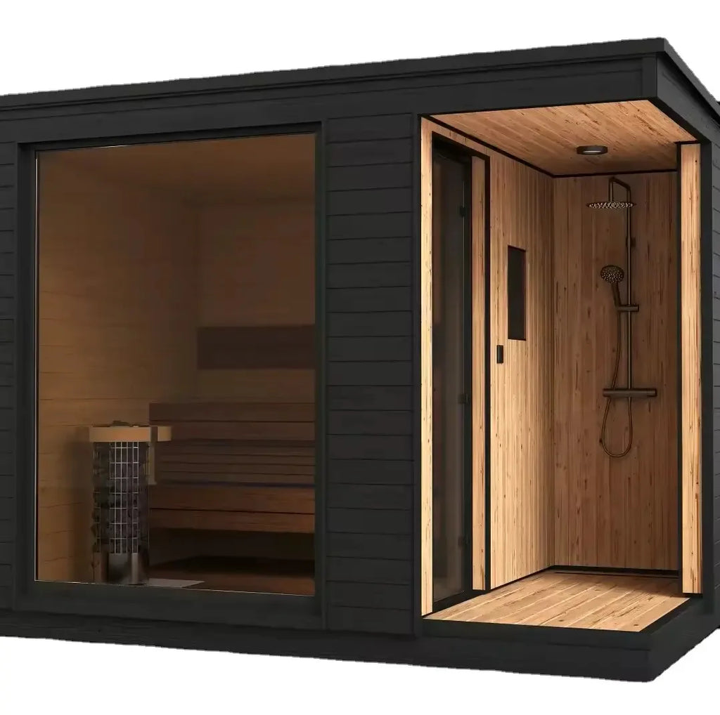 Design Solid Wood Electric Sauna Room Outdoor Smart Dry Steam for 2-6 People Control Panel Heating 5-Year Warranty Customized