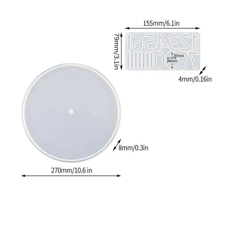 Round Clock Epoxy Resin Silicone Mold Arabic Roman Numbers Flower Leaf Clock Mould Wall Decor DIY Resin Crafts Casting Mold