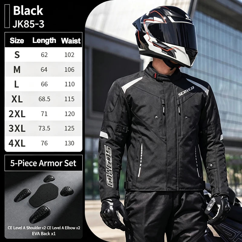 Scoyco Motorcycle Jacket Winter Waterproof Windproof CE1 Anti Fall Detachable Thermal Liner Reflective Motorbike Riding Jacket