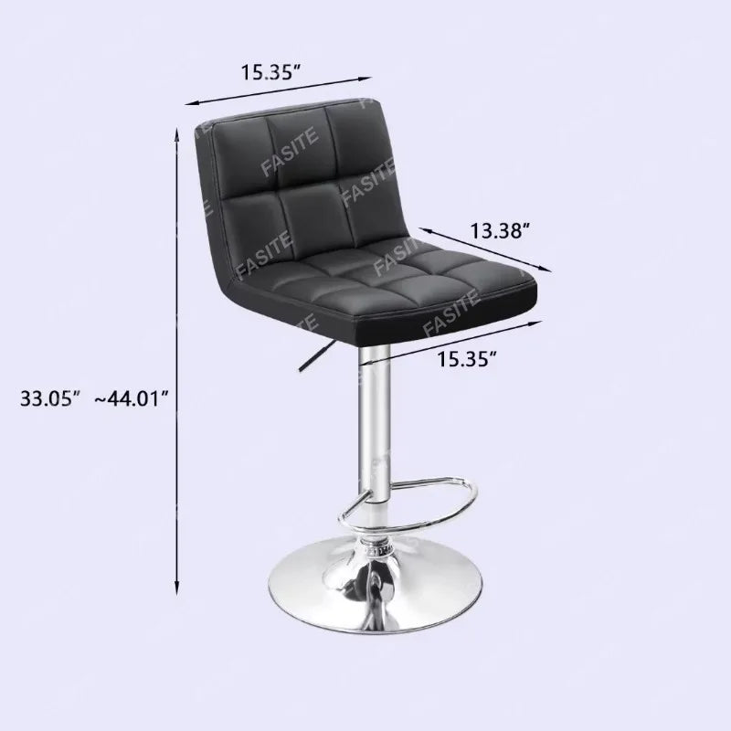 Nordic Modern Square PU Leather Swivel Adjustable Bar Stool, Set Of 2, Bar Stool For Kitchen Counter,Gray