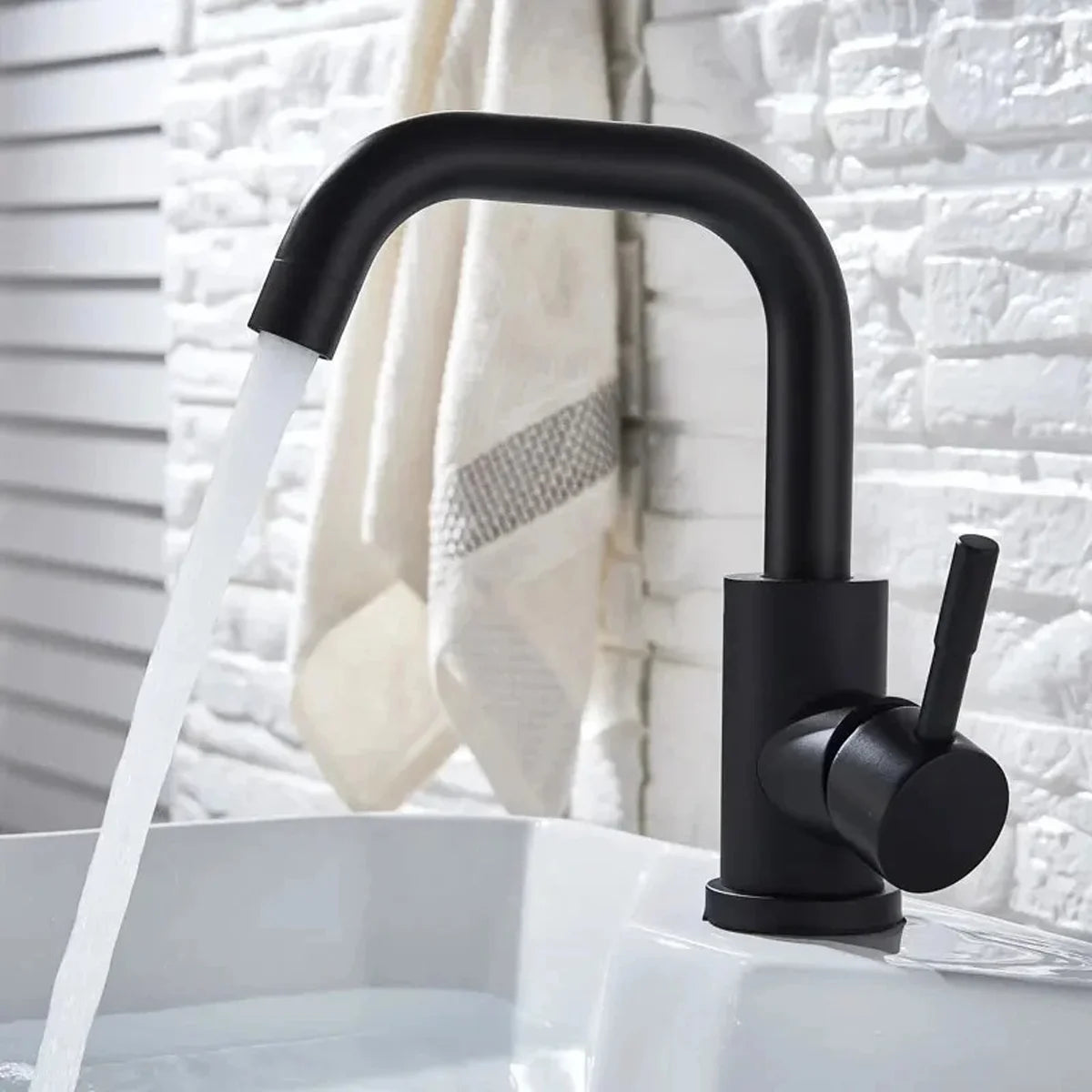 Bathroom Basin Faucet 304 Stainless Steel Hot Cold Wash Mixer Crane Tap 360 Rotation Sink Faucets Single Lever Tap For Bathroom