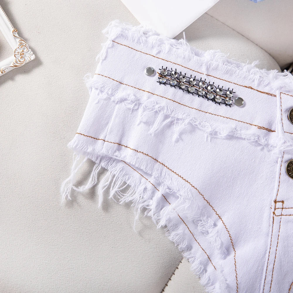 Womens Low Waist Denim Jeans Shorts Hottie Sexy Nightclub Mini Shorts Pants Jeans Slim Young Ladies White Pole Dance Hotpants