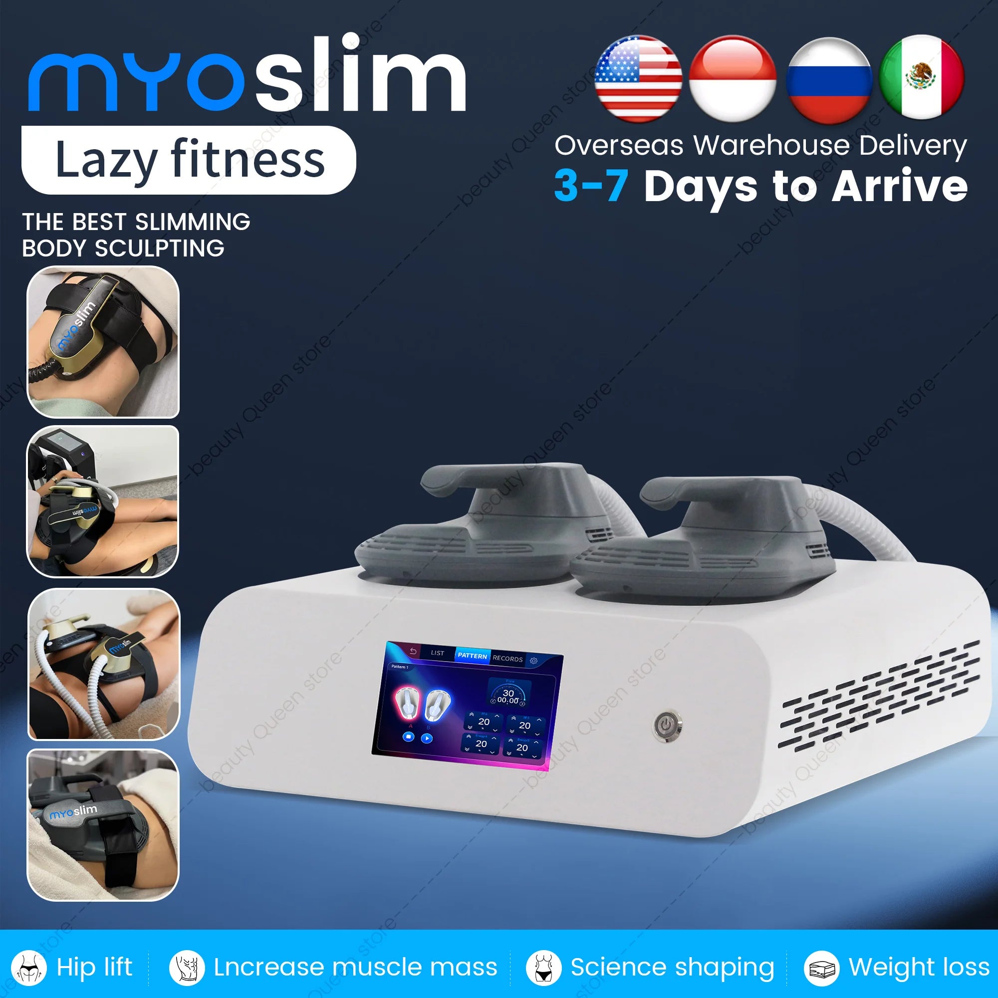 MYOslim Mini Nova RF Machine 200HZ EMS Muscle Stimulation Body Sculpting Fat Burning Slimming Electromagnetic Device for Fitness