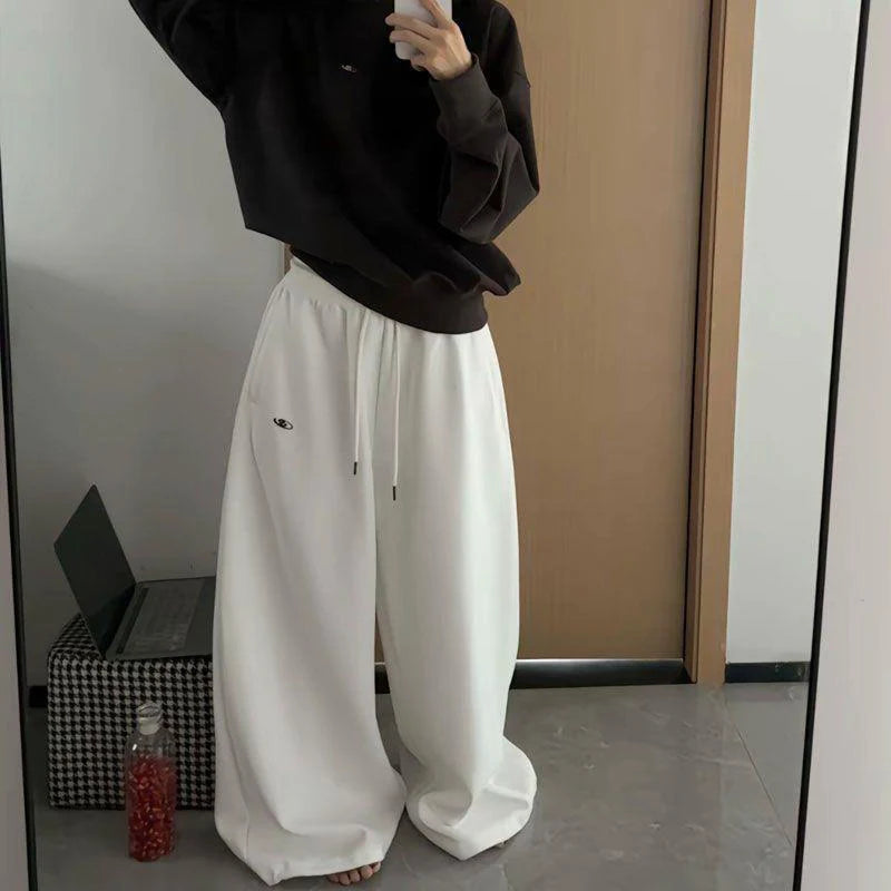Oversized High Waist Wide Leg Sweatpants Women 2026 New Drawstring Loose Casual Sport Pants Woman Solid Pocket Baggy Trousers