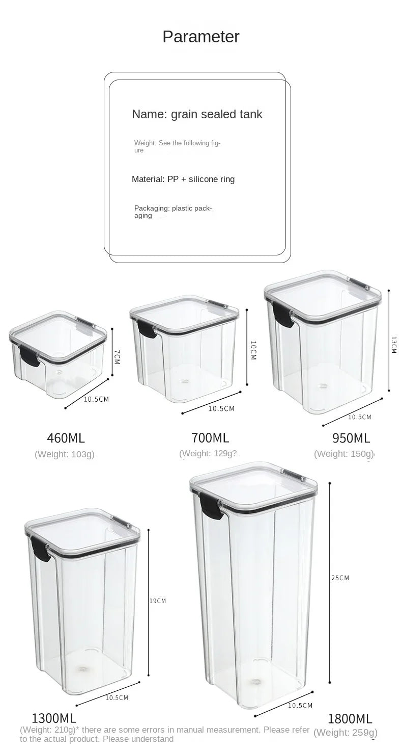 Sealed Jars Kitchen Grain Storage Organizer Large Tank Plastic Moisture-proof Storage Box Household Seasoning Jars Set 2030