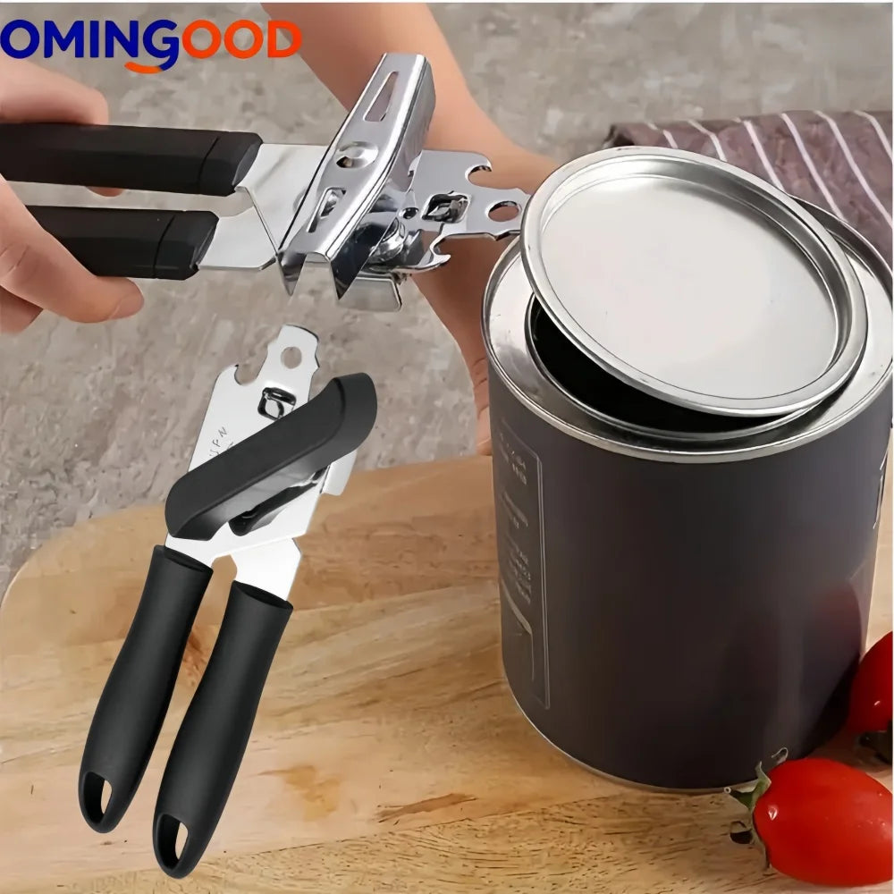 Multifunctional Stainless Steel Can Opener with Grip Side Cut Professional Kitchen Gadget for Tins And Bottles