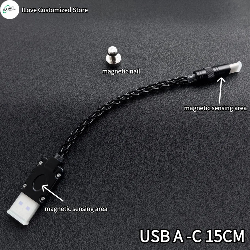 15cm C-C/USB-C Single Crystal Copper Keyboard Cable Supports 8K Magnetic Controllable Lights for HMlab Hub
