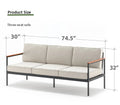 Black Three-seater Villa Courtyard Leisure Sun Terrace Outdoor Sofa Combination Outdoor Furniture Sofa