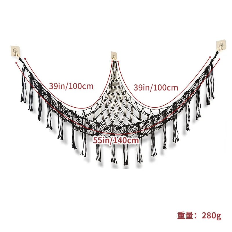 Triangle Toy Net Plush Toy Storage Corner Hanging Cotton Rope Hand-woven Toy Hammock