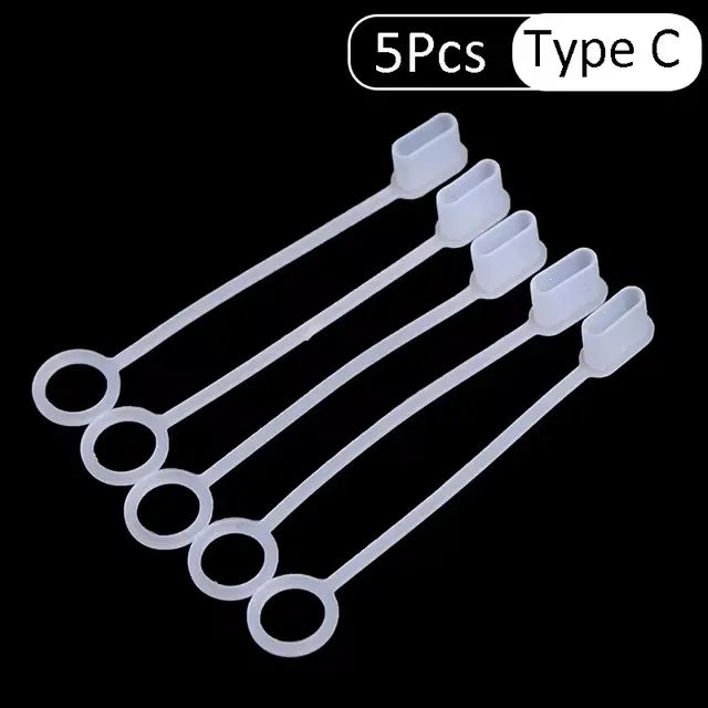 Type-C Charging Port Transparent Dust Plug With Rope Anti-Lost Dustproof Protector Cap Stopper Data Cable USB Type C Clear Cover
