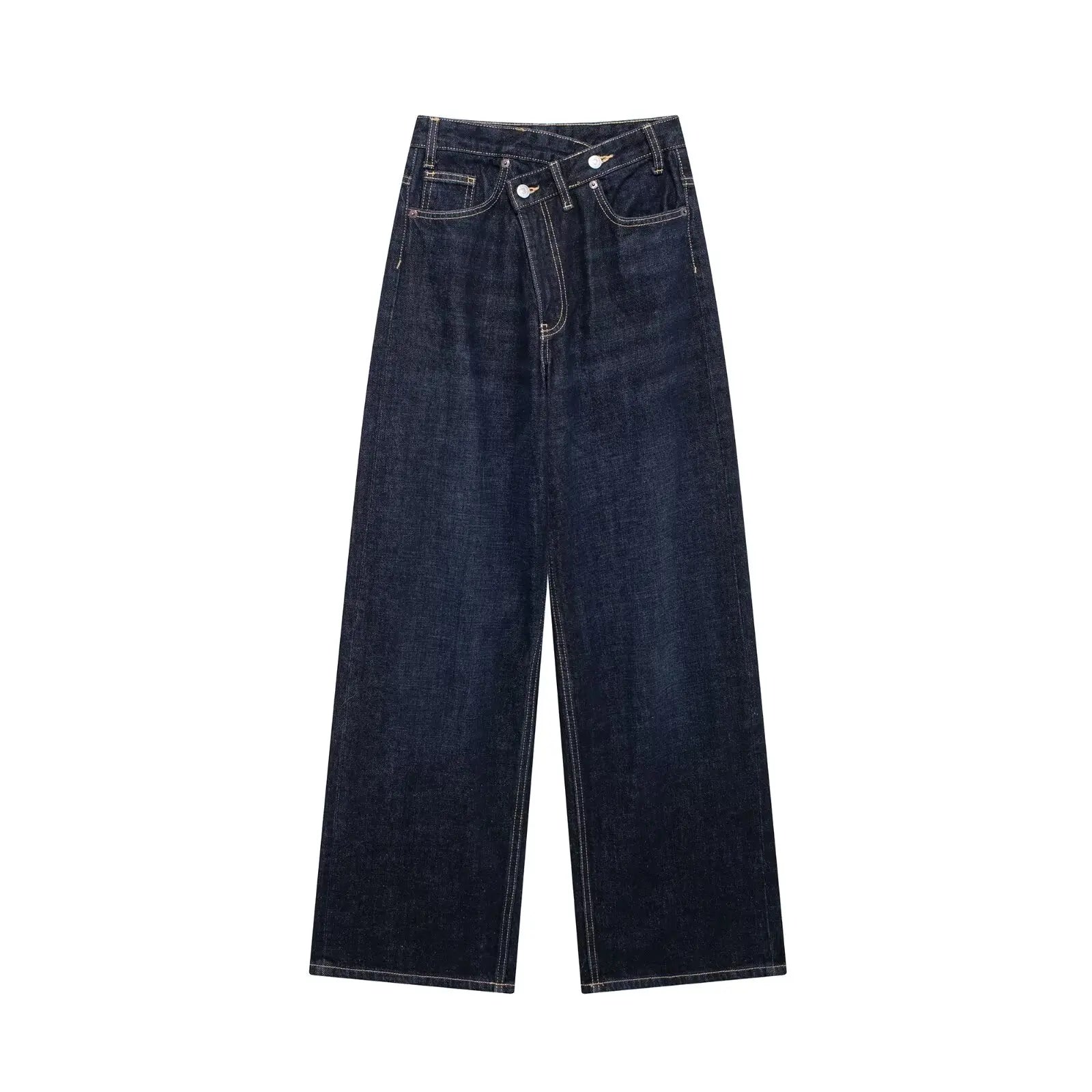 ETJ 2025 new women's basic classic all-match fashion cross waist high waist  wide leg jeans female 8197232