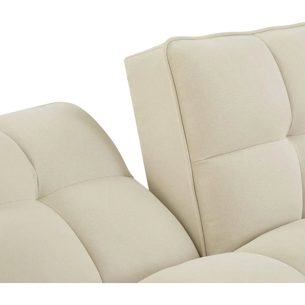 Twin Size Convertible Sofa Bed with Pillow Top Arms and Reclining Linen Split Back for Compact Living Spaces