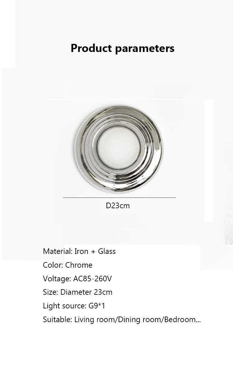 Modern Round wall light designer chrome lamp Minimalist Bedroom Sconce Balcony Hallway Living room Staircase Atmosphere Lights