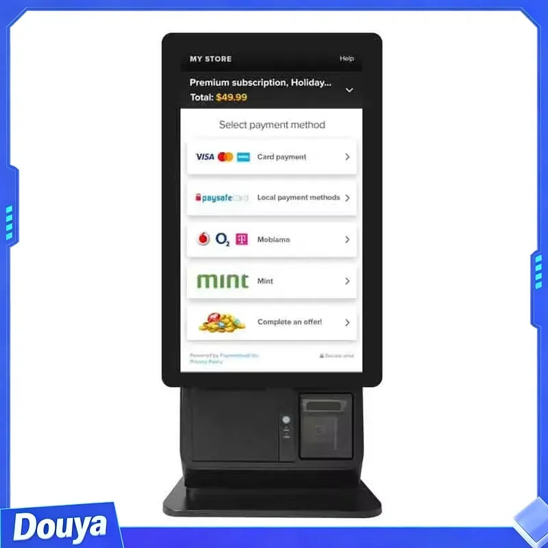 Restaurant Pos System All in One Touch Screen Wall Mounted Self Service Ordering Payment Kiosk