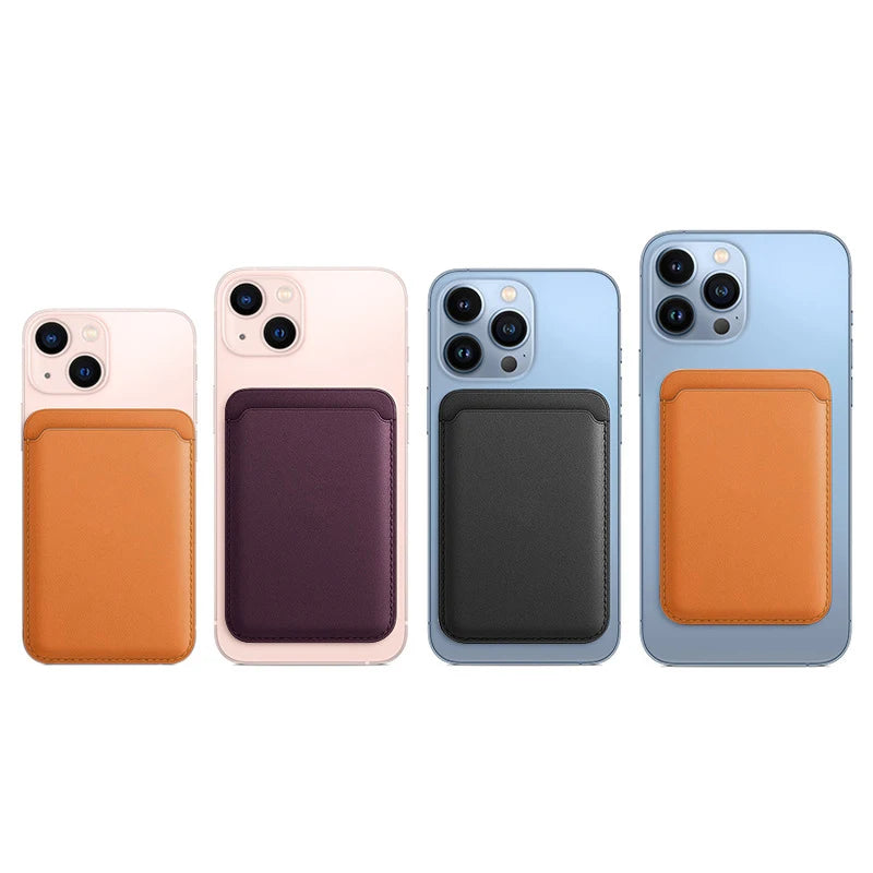 Women Man Leather Soft Card Wallet Phone Card Holder for MagSafe Magnetic Case Suitable for All iPhone Cases Card Phone Back Bag