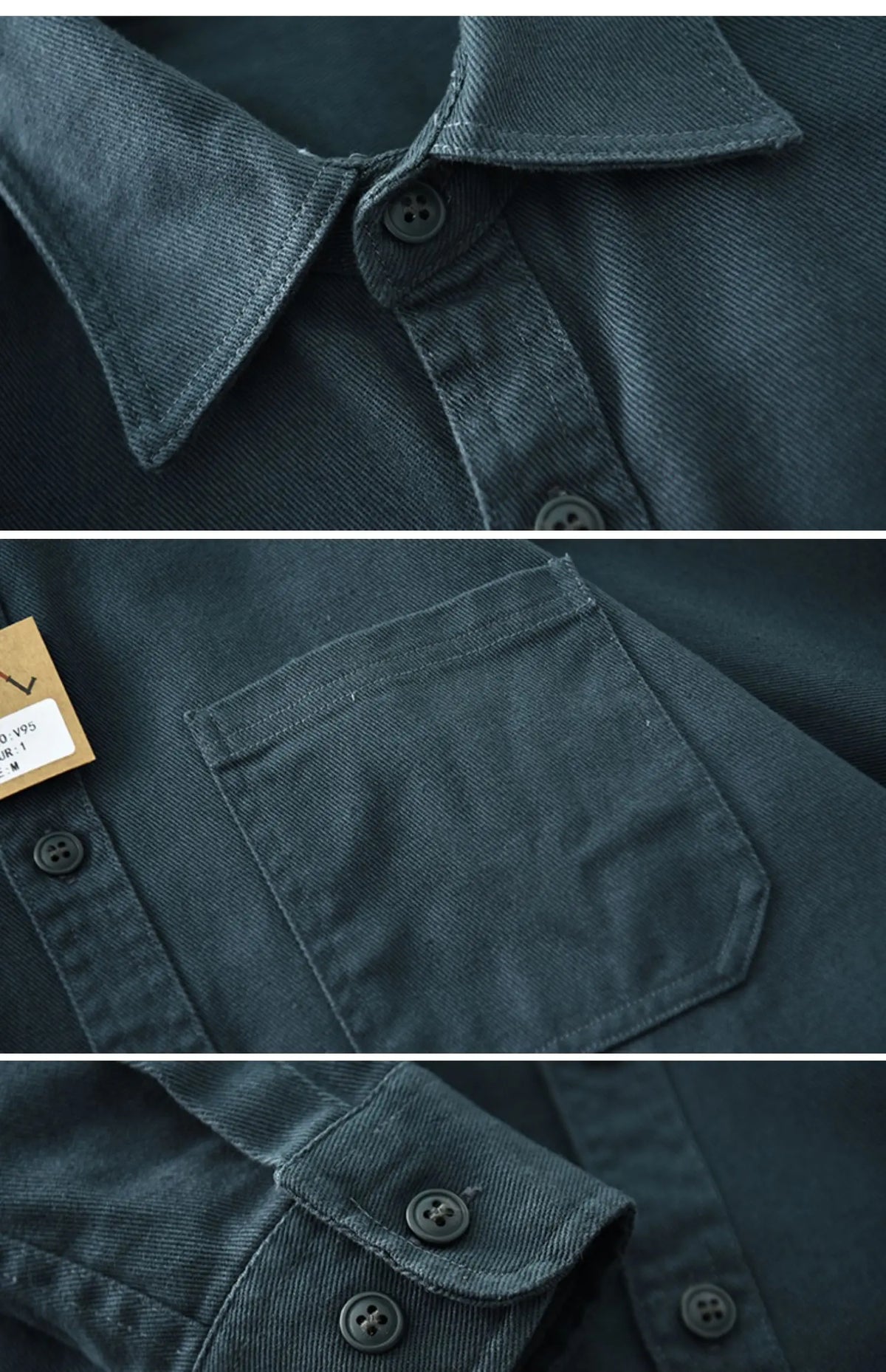 Vintage washed May khaki shirt men's long sleeve base lapel cotton loose casual cargo shirt