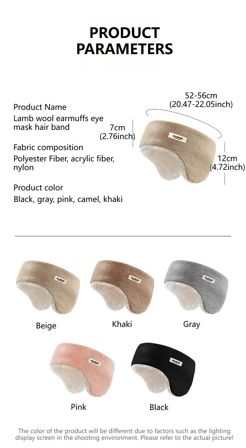 GTUBIKE Winter Earmuffs Headwear Anti-cold Warm Thickened Fleece Ear Protection Head Cover Windproof Thermal Running Headband
