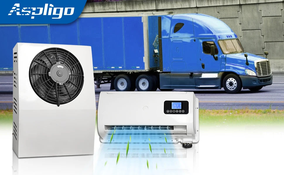 Aspligo 10500BTU 12V Split Air Conditioner Low Noise 24V Energy Saving Parking AC For Car Motorhome Truck Camper RV CE Certified