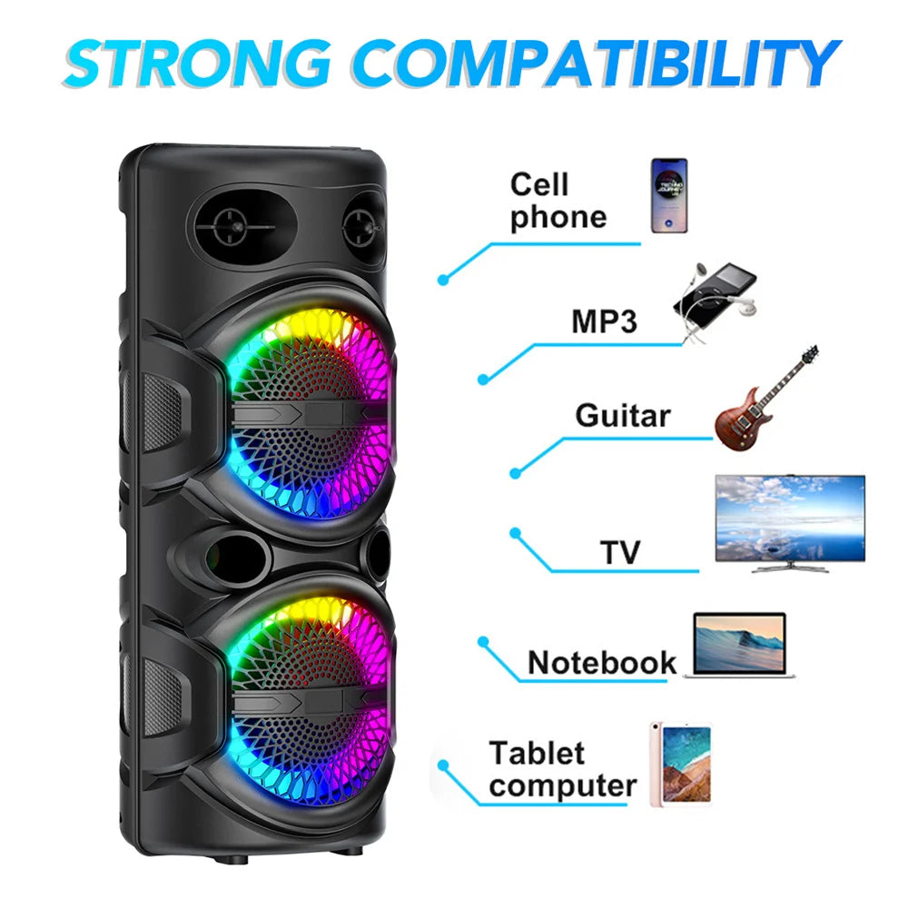 3000W Portable Bluetooth Speaker Sub Woofer Heavy Bass Sound System Party Dj Karaoke Rechargeable Loud Speaker