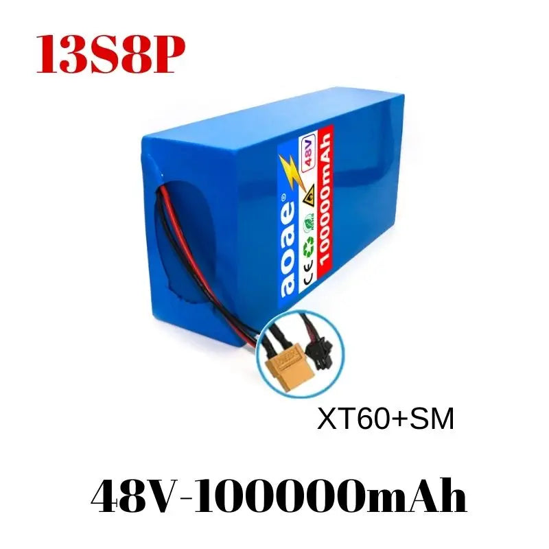 48V 13s8p Lithium-Ion Battery Pack 100000mAh 2000W Electric Battery for Electric Scooters Mountain Built-In 50A BMS Charger