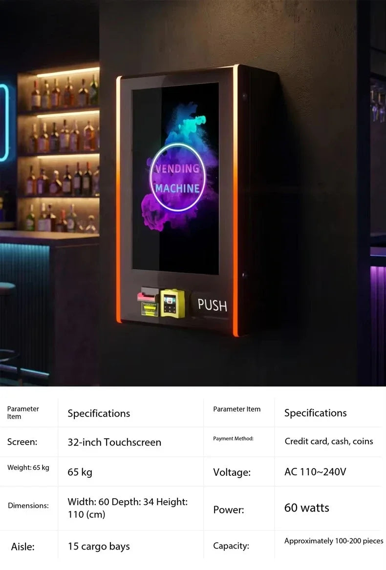 FL Wall-installed Self-service Kiosk 32 Inch Touchscreen All-in-one Payment Vending Machine for Airport Lounge Customized