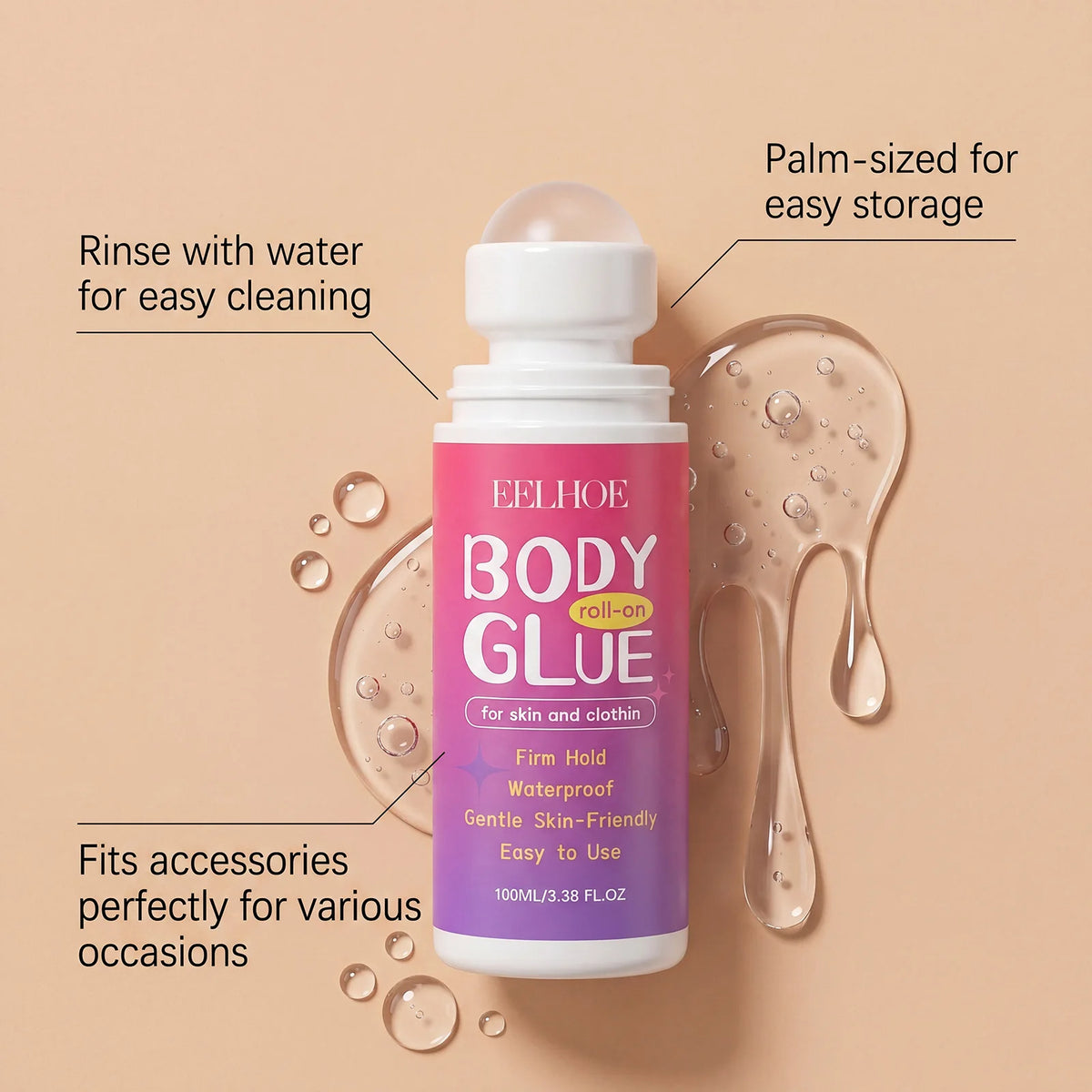 Body Roller Ball Glue, Gentle and Moisturizing, Smooth to Apply, Skin-Friendly and Comfortable, Refreshing on the Skin, Not Stic
