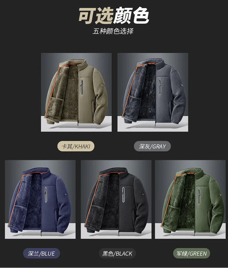 New Autumn Winter Men's Outdoor Fleece Jacket Fleece Lining Thicken Warm Jacket Military Tactical Coats Streetwear Zipper Top