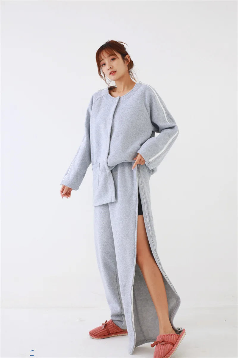 Easy Wear Care Pants for Elderly with Fall/Winter Thin Velvet Paralysis Bedridden Patients and Leg Fracture/Operation Recovery