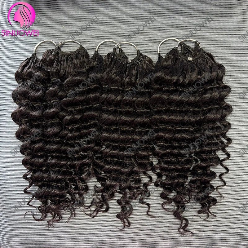 Knotless Pre Separated Deep Wave Crochet Human Hair Feather Real Hair Extensions for Braiding Deep Wave Curly Hair Extensions