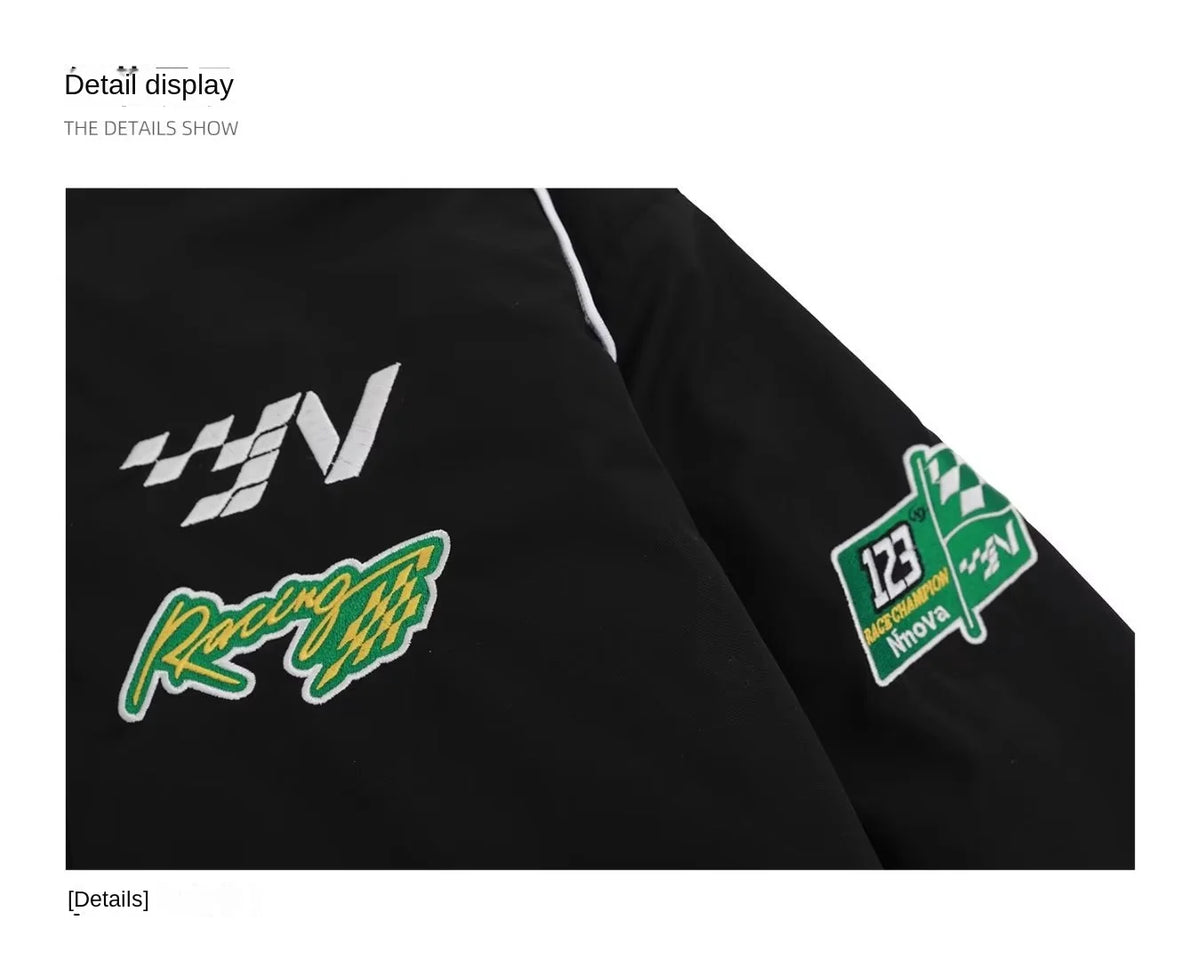 Motorcyclist Man Racer Baseball Uniform Racing Bike Embroidery Windbreaker Coat Spring Autumn Flight Stand-up Men Women  Jacket