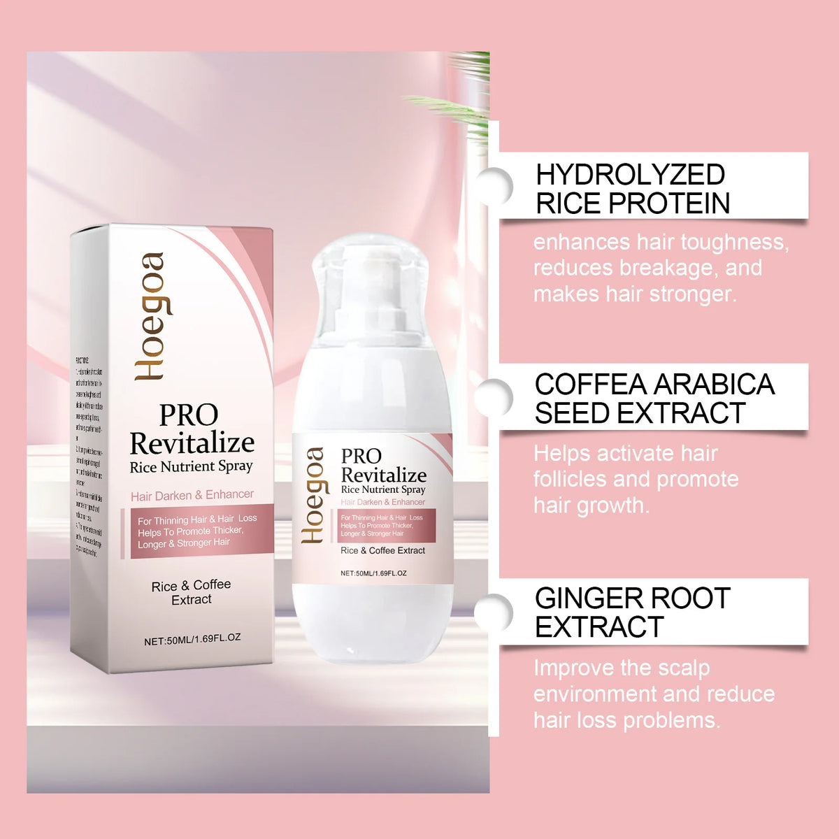 Fermented Rice Water Hair Growth Essential Hair Re-g-rowth Oil Scalp Treatment Hair Fall Control Serum Plant Dense Hair Spray