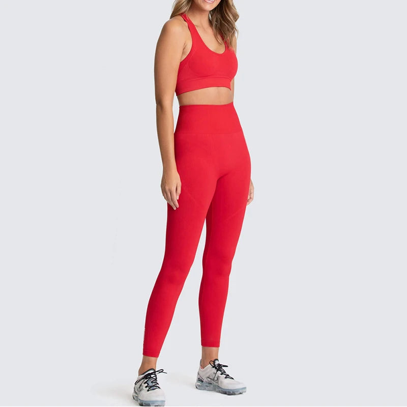 NEW Women's Yoga Set Seamless Sportswear 2-Piece Gym Yoga Clothes Sports Bra + Leggings Running Wear Skinny Sports Set Suits