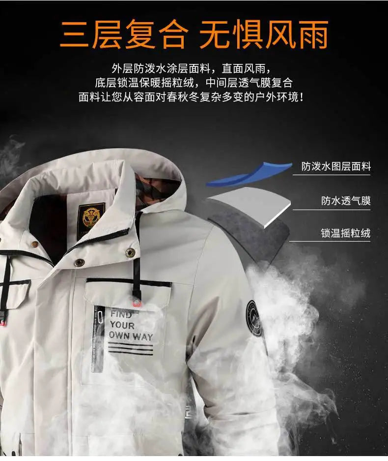 Men's Casual Jacket Parka Autumn/Winter Hooded Jacket Men's Coat Solid Color Outdoor Chic