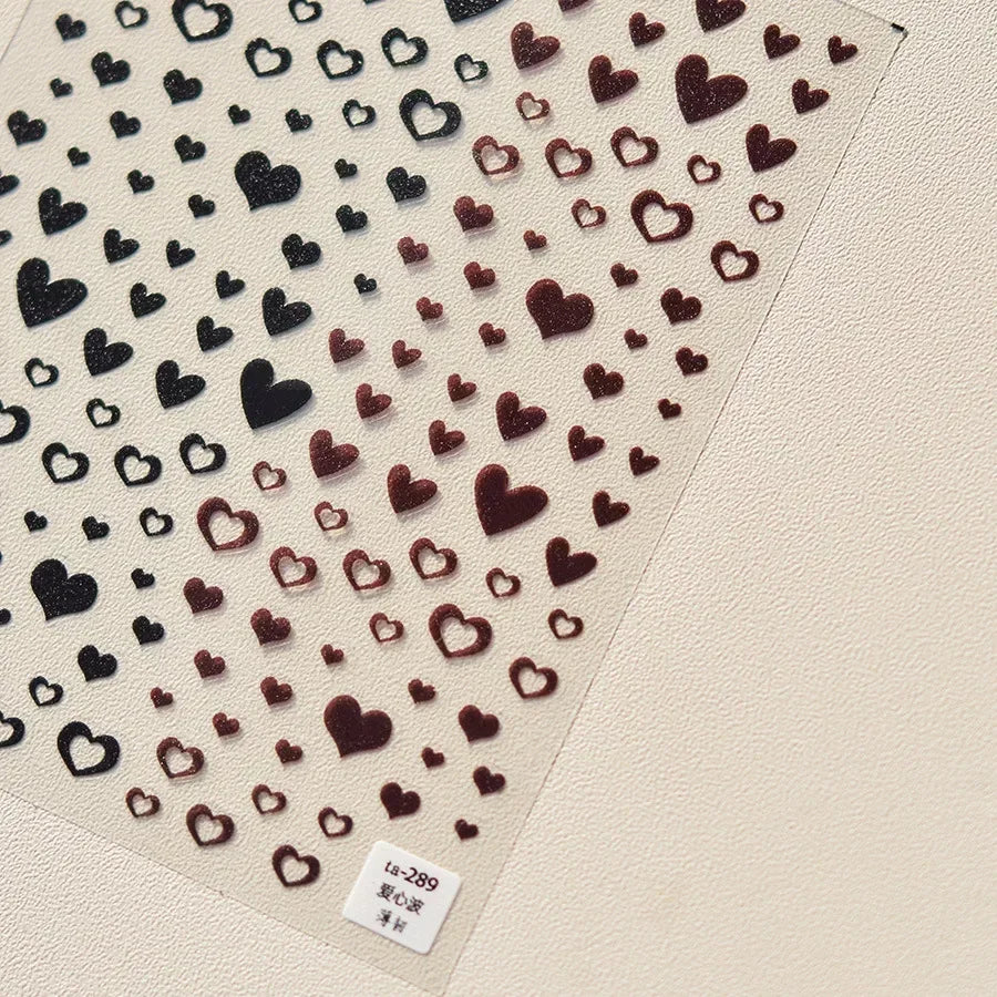 5D Gradient Love Gem Glitter Love Heart Colorful Cat's Eye Rhinestone Soft Self Adhesive Nail Art Stickers Shiny Manicure Decals