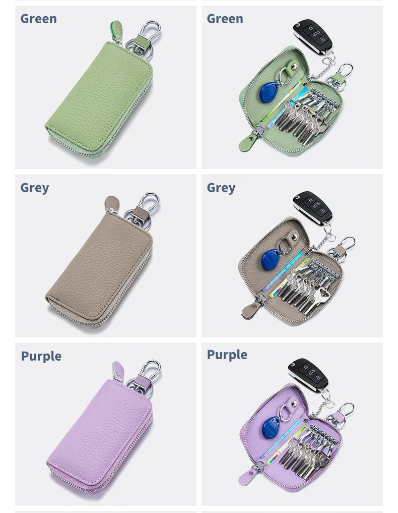 Key Case Multifunctional Zipper Men's Household Key Case Universal Car Keybag Women Leather Organizer Keychain Wallet 10 Color