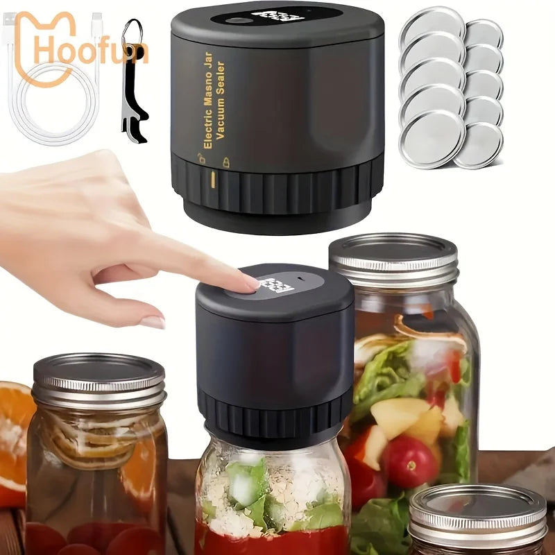 5W Lithium Battery Powered Semi-Automatic Mason Can Sealer - LED Digital Vacuum Sealer, Used for Kitchen Bottles and Cans, Press