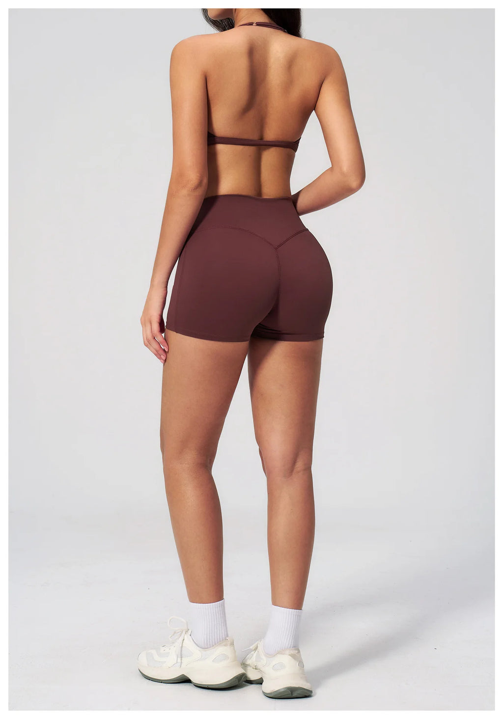 2 Pieces Yoga Set Women Tracksuit Backless Halter Tops High Waist Shorts Gym Suits Fitness Sportswear Workout Sets Athletic Wear