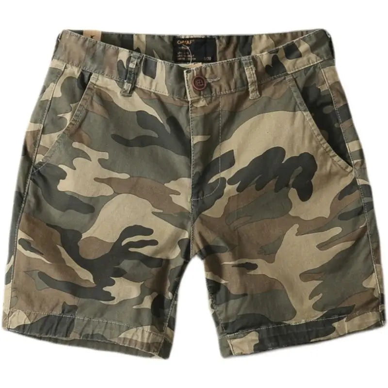 Korean Fashion Camouflage Shorts for Men's Casual Stretch 2025 Summer New Slim Fit and Wear-resistant Shorts Male Clothing