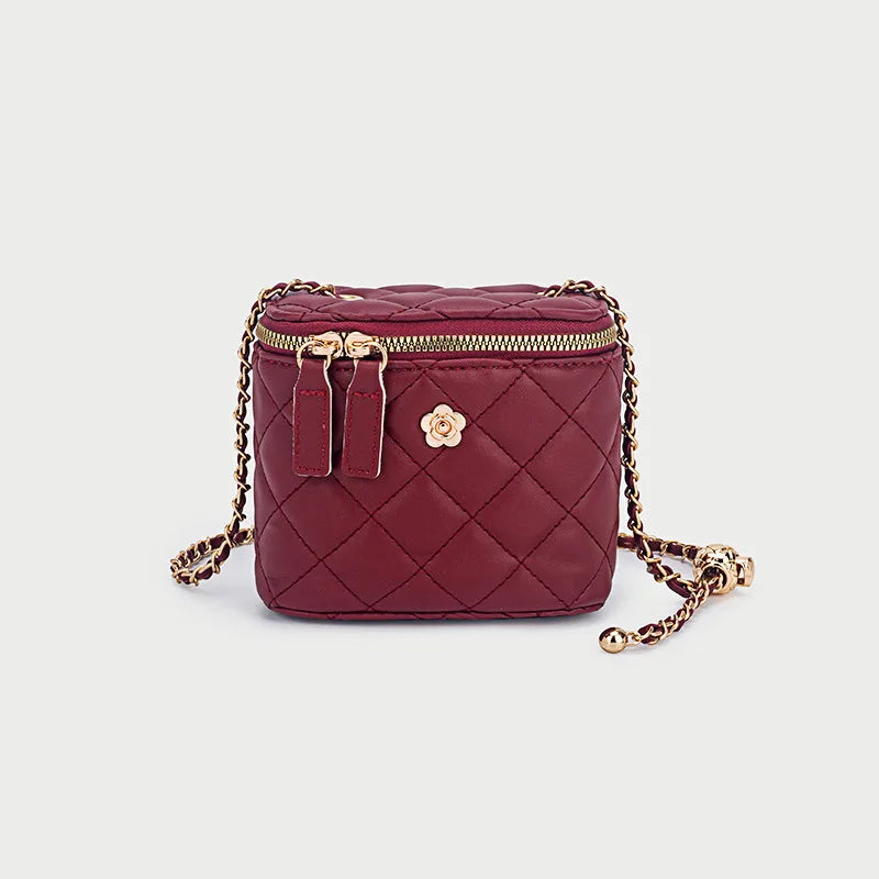 2026 New Secret Garden Camellia Pattern Quilted Chain Box Bag Mini Ladies Single Shoulder Crossbody Bag
