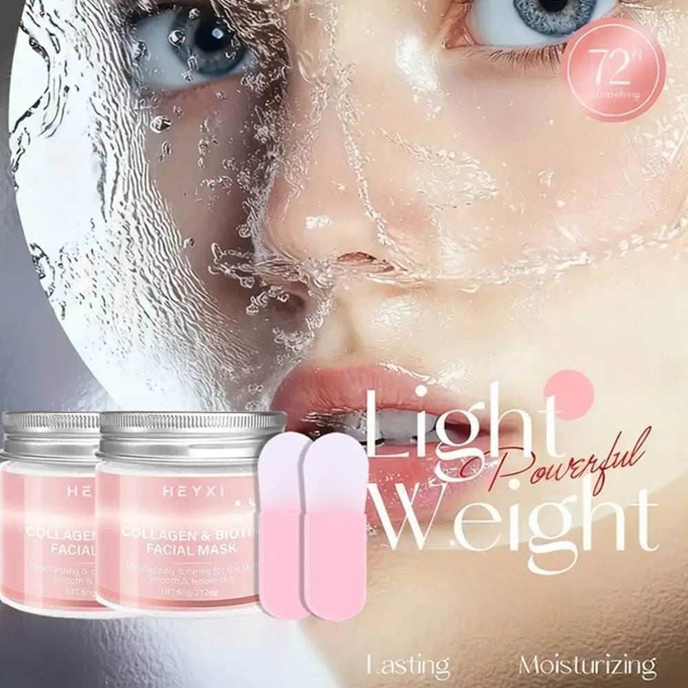 Hexyi Peel-Off Collagen Mask with Scraper Deep Nourishment Purify Pores Smooth Uneven Skin Tone Anti-Fatigue Face Skincare