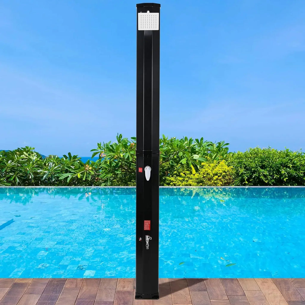 60L Freestanding Outdoor Solar Heated Shower,Outdoor Pool Showers for Outside,High 228cm Solar Shower Column 360° Swivel Shower