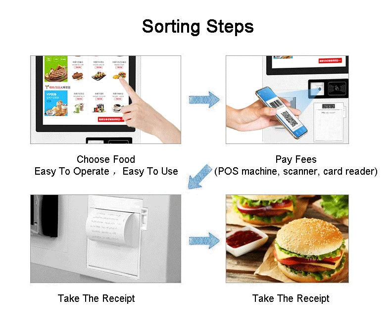 17 19 21.5inch LCD Screen Floor Standing Self Ordering Kiosk Thermal Printer Wall Mounted Bill Payment Kiosk