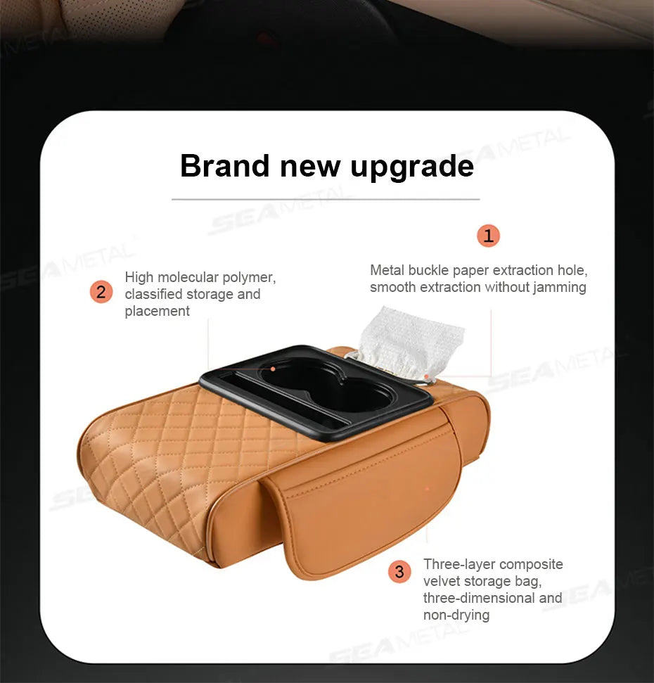 SEAMETAL Car Arm Rest Extension Cushion Multifunctional 7.5CM Thicken Center Console Box Cushion Elbow Support Pad Car Organizer