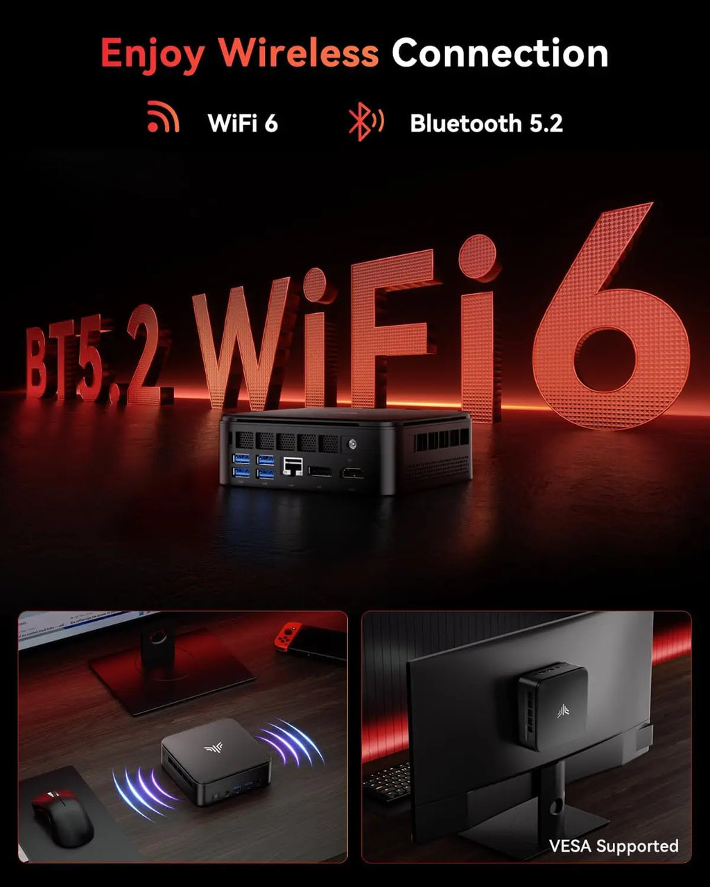 KAMRUI Mini Gaming PC AMD Ryzen7 7735HS 24GB LPDDR5 512GB/1TB M.2 SSD Micro Desktop Computers Max 4.75GHz WiFi 6 BT5.2 4K PC
