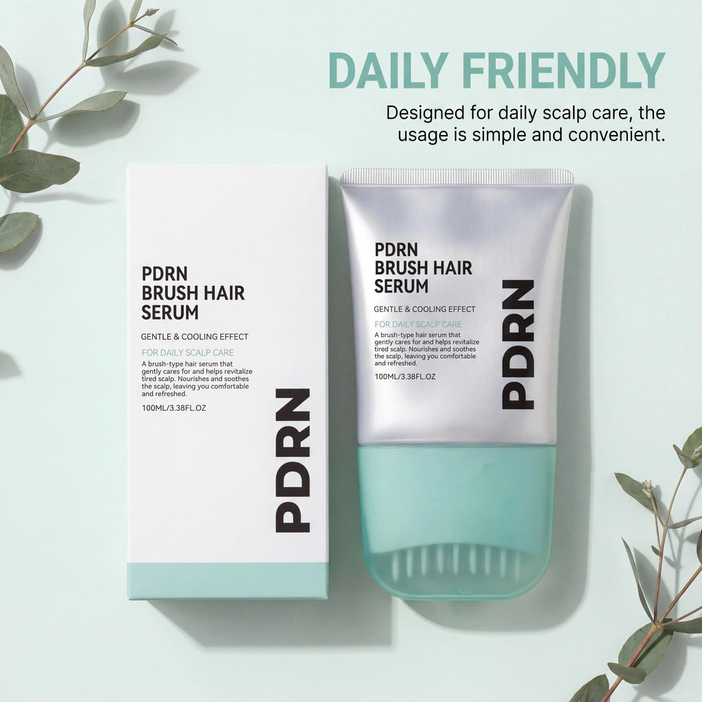 PDRN Hair Serum With Built-In Brush,Strengthen Hair Root Anti Hair Loss Improve Scalp Environment Daily Head Care Scalp Massager
